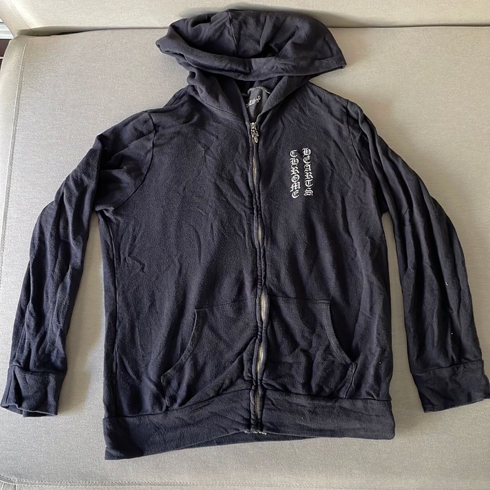 Rare Chrome Hearts Woman’s Size Medium Gray Santa Zip front hoodie